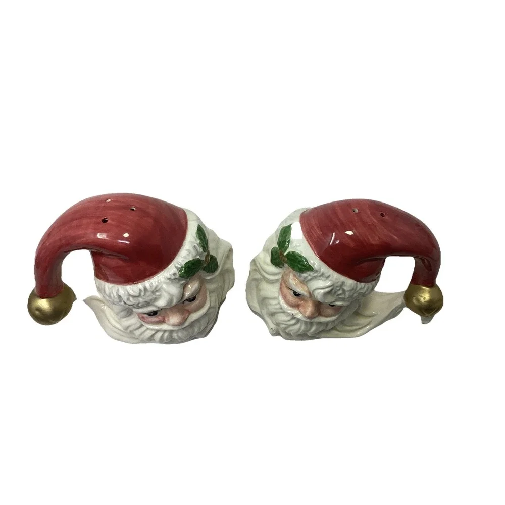 Santa Face Salt Pepper Shakers Fitz and Floyd Omnibus Christmas Vintage 1993 4